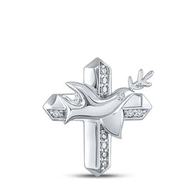 Serene Spirit Diamond Dove Cross Pendant Top view from the 10Kt White Gold Womens Round Diamond Dove Cross Pendant 1 20 Cttwpin280409 collection by Splendid Jewellery