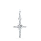 Dazzling Love and Devotion Diamond Cross Pendant Top view from the 10Kt White Gold Womens Round Diamond Heart Cross Pendant 1 20 Cttwpin211075 collection by Splendid Jewellery