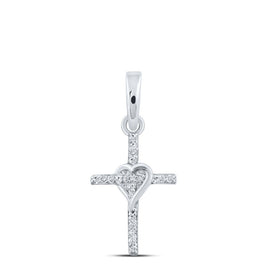 Dazzling Love and Devotion Diamond Cross Pendant Top view from the 10Kt White Gold Womens Round Diamond Heart Cross Pendant 1 20 Cttwpin211075 collection by Splendid Jewellery