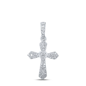 Radiant Love Diamond Cross Pendant Top view from the 10Kt White Gold Womens Round Diamond Heart Cross Pendant 1 5 Cttwpin211047 collection by Splendid Jewellery