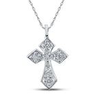 Radiant Faith Diamond Cross Pendant Top view from the 10Kt White Gold Womens Round Diamond Small Cross Pendant 1 20 Cttwpin246794 collection by Splendid Jewellery