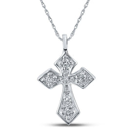 Radiant Faith Diamond Cross Pendant Top view from the 10Kt White Gold Womens Round Diamond Small Cross Pendant 1 20 Cttwpin246794 collection by Splendid Jewellery