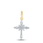 Radiant Reflections: 10kt Yellow Gold Baguette Diamond Cross Pendant product  Top View from Splendid Jewellery