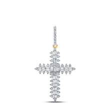 Load image into Gallery viewer, Radiant Faith: 10kt Yellow Gold Baguette Diamond Cross Pendant product  Top View from Splendid Jewellery
