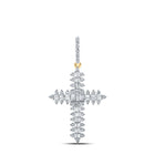 Radiant Faith: 10kt Yellow Gold Baguette Diamond Cross Pendant product  Top View from Splendid Jewellery