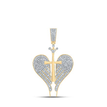Load image into Gallery viewer, 10kt Yellow Gold Diamond Angel Cross Pendant - A Heavenly Symbol of Faith and Elegance product  Top View from Splendid Jewellery