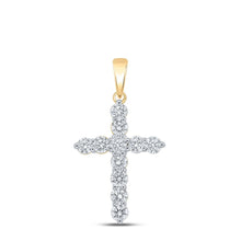 Load image into Gallery viewer, 10kt Yellow Gold Divine Brilliance Diamond Cross Pendant product  Top View from Splendid Jewellery