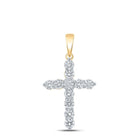 Radiant Reflections: 10kt Yellow Gold Womens Round Diamond Cross Pendant 1-1/2 Cttw product  Top View from Splendid Jewellery