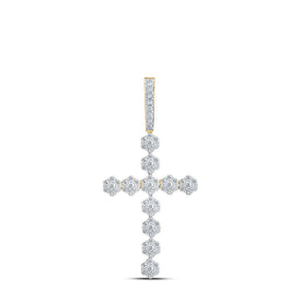 Radiant Elegance: 10kt Yellow Gold Diamond Cross Pendant product  Top View from Splendid Jewellery