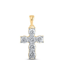 Load image into Gallery viewer, 10kt Yellow Gold Radiant Diamond Cross Pendant: A Timeless Symbol of Faith and Elegance product  Top View from Splendid Jewellery