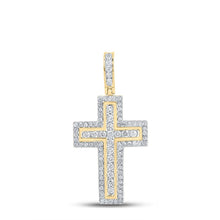 Load image into Gallery viewer, Radiant Reflections: 10kt Yellow Gold Diamond Cross Pendant product  Top View from Splendid Jewellery