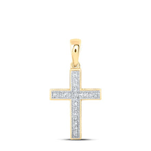 Load image into Gallery viewer, Radiant Faith: 10kt Yellow Gold Diamond Cross Pendant product  Top View from Splendid Jewellery