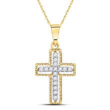 Load image into Gallery viewer, Radiant Spirit: 10kt Yellow Gold Diamond Cross Pendant product  Top View from Splendid Jewellery