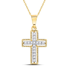 Radiant Spirit: 10kt Yellow Gold Diamond Cross Pendant product  Top View from Splendid Jewellery