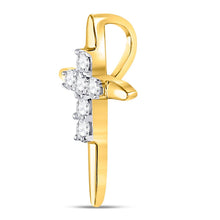 Load image into Gallery viewer, Radiant Brilliance: 10kt Yellow Gold Diamond Cross Pendant product Side View from Splendid Jewellery