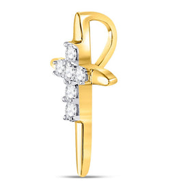 Radiant Brilliance: 10kt Yellow Gold Diamond Cross Pendant product Side View from Splendid Jewellery