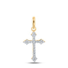 Radiant Reflections: 10kt Yellow Gold Womens Round Diamond Cross Pendant product  Top View from Splendid Jewellery