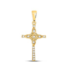 10kt Yellow Gold Womens Round Diamond Cross Pendant - A Captivating Symbol of Faith and Elegance product  Top View from Splendid Jewellery