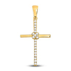 Radiant Spirit Diamond Cross Pendant | 10kt Yellow Gold Womens Round Diamond Cross Pendant 1/12 Cttw product  Top View from Splendid Jewellery