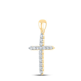 Radiant Faith: 10kt Yellow Gold Diamond Cross Pendant product Side View from Splendid Jewellery