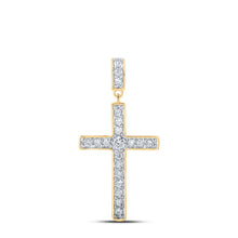 Load image into Gallery viewer, Radiant Faith: 10kt Yellow Gold Diamond Cross Pendant product  Top View from Splendid Jewellery
