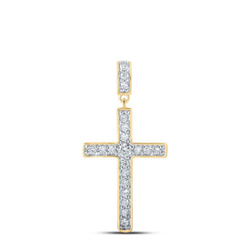 Radiant Faith: 10kt Yellow Gold Diamond Cross Pendant product  Top View from Splendid Jewellery