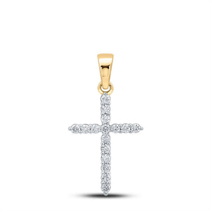 Diamond Cross Pendant | 10kt Yellow Gold Womens Round Diamond Cross Pendant 1/2 Cttw | Splendid Jewellery GND