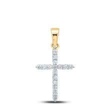 Load image into Gallery viewer, Radiant Faith: 10kt Yellow Gold Diamond Cross Pendant product  Top View from Splendid Jewellery