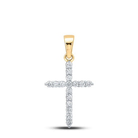 Radiant Faith: 10kt Yellow Gold Diamond Cross Pendant product  Top View from Splendid Jewellery