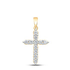 Radiant Faith Diamond Cross Pendant | 10kt Yellow Gold Womens Round Diamond Cross Pendant 1/2 Cttw | Splendid Jewellery product  Top View from Splendid Jewellery