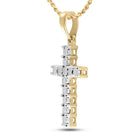 Radiant Reflections: 10kt Yellow Gold Womens Round Diamond Cross Pendant product Side View from Splendid Jewellery