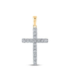 10kt Yellow Gold Womens Round Diamond Cross Pendant - Radiant Symbol of Faith and Elegance product  Top View from Splendid Jewellery