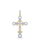 Radiant Faith: 10kt Yellow Gold Womens Round Diamond Cross Pendant 1/4 Cttw product  Top View from Splendid Jewellery