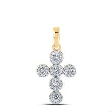 Load image into Gallery viewer, Radiant Faith Diamond Cross Pendant | 10kt Yellow Gold Womens Round Diamond Cross Pendant 1/4 Cttw | Splendid Jewellery product  Top View from Splendid Jewellery