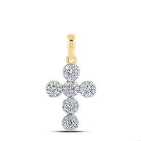 Radiant Faith Diamond Cross Pendant | 10kt Yellow Gold Womens Round Diamond Cross Pendant 1/4 Cttw | Splendid Jewellery product  Top View from Splendid Jewellery