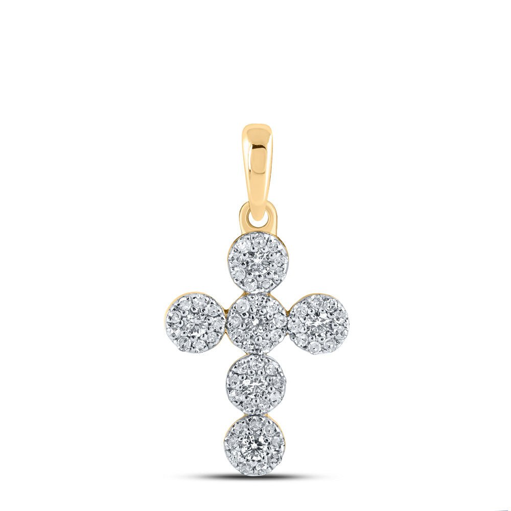 Diamond Cross Pendant | 10kt Yellow Gold Womens Round Diamond Cross Pendant 1/4 Cttw | Splendid Jewellery GND