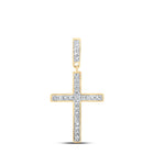 Radiant Spirit: 10kt Yellow Gold Womens Round Diamond Cross Pendant 1/5 Cttw product  Top View from Splendid Jewellery