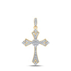 Radiant Faith: 10kt Yellow Gold Diamond Cross Pendant product  Top View from Splendid Jewellery