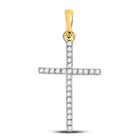 Radiant Faith: 10kt Yellow Gold Women's Round Diamond Cross Pendant 1/6 Cttw product  Top View from Splendid Jewellery