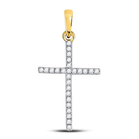 Radiant Faith: 10kt Yellow Gold Women's Round Diamond Cross Pendant 1/6 Cttw product  Top View from Splendid Jewellery