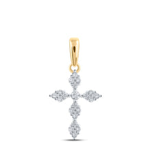 Load image into Gallery viewer, Splendid Jewellery 10kt Yellow Gold Diamond Cross Pendant - A Mesmerizing Symbol of Faith and Elegance product  Top View from Splendid Jewellery