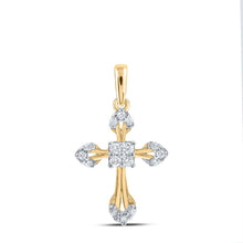 Load image into Gallery viewer, 10kt Yellow Gold Diamond Cross Pendant: A Radiant Symbol of Elegance and Faith product  Top View from Splendid Jewellery