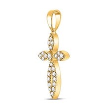 Load image into Gallery viewer, Radiant Faith: 10kt Yellow Gold Diamond Cross Pendant product Side View from Splendid Jewellery