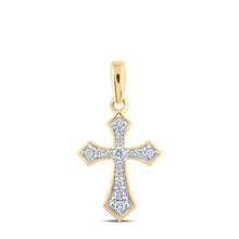 Load image into Gallery viewer, 10kt Yellow Gold Radiant Diamond Cross Pendant product  Top View from Splendid Jewellery