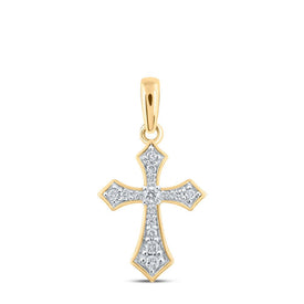 10kt Yellow Gold Radiant Diamond Cross Pendant product  Top View from Splendid Jewellery