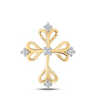 10kt Yellow Gold Womens Round Diamond Cross Pendant - A Mesmerizing Symbol of Faith and Love product  Top View from Splendid Jewellery