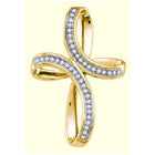 Radiant Faith: 10kt Yellow Gold Womens Round Diamond Cross Pendant 1/8 Cttw product  Top View from Splendid Jewellery
