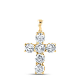Radiant Faith: 10kt Yellow Gold Womens Round Diamond Cross Pendant product  Top View from Splendid Jewellery