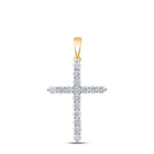 Radiant Faith: 10kt Yellow Gold Womens Round Diamond Cross Pendant 2 Cttw product  Top View from Splendid Jewellery