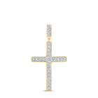 Radiant Reflections: 10kt Yellow Gold Womens Round Diamond Cross Pendant 3/8 Cttw product  Top View from Splendid Jewellery